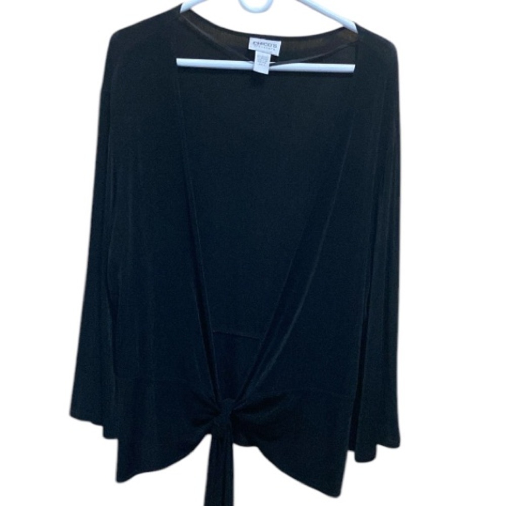 Chicos black tie wrap shirt size 3